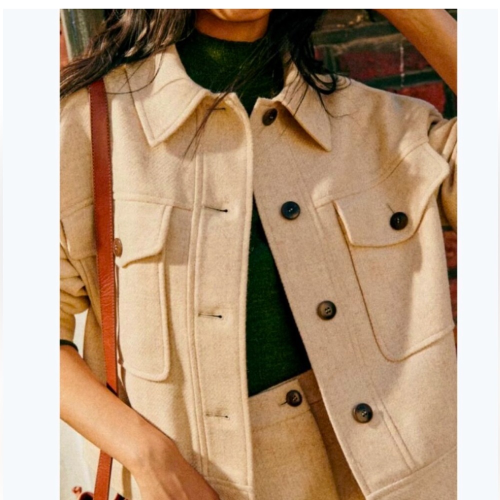 Sezane Erwann Ecru cropped jacket size 42 / US 10